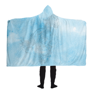 Blue sky horse print hooded blanket