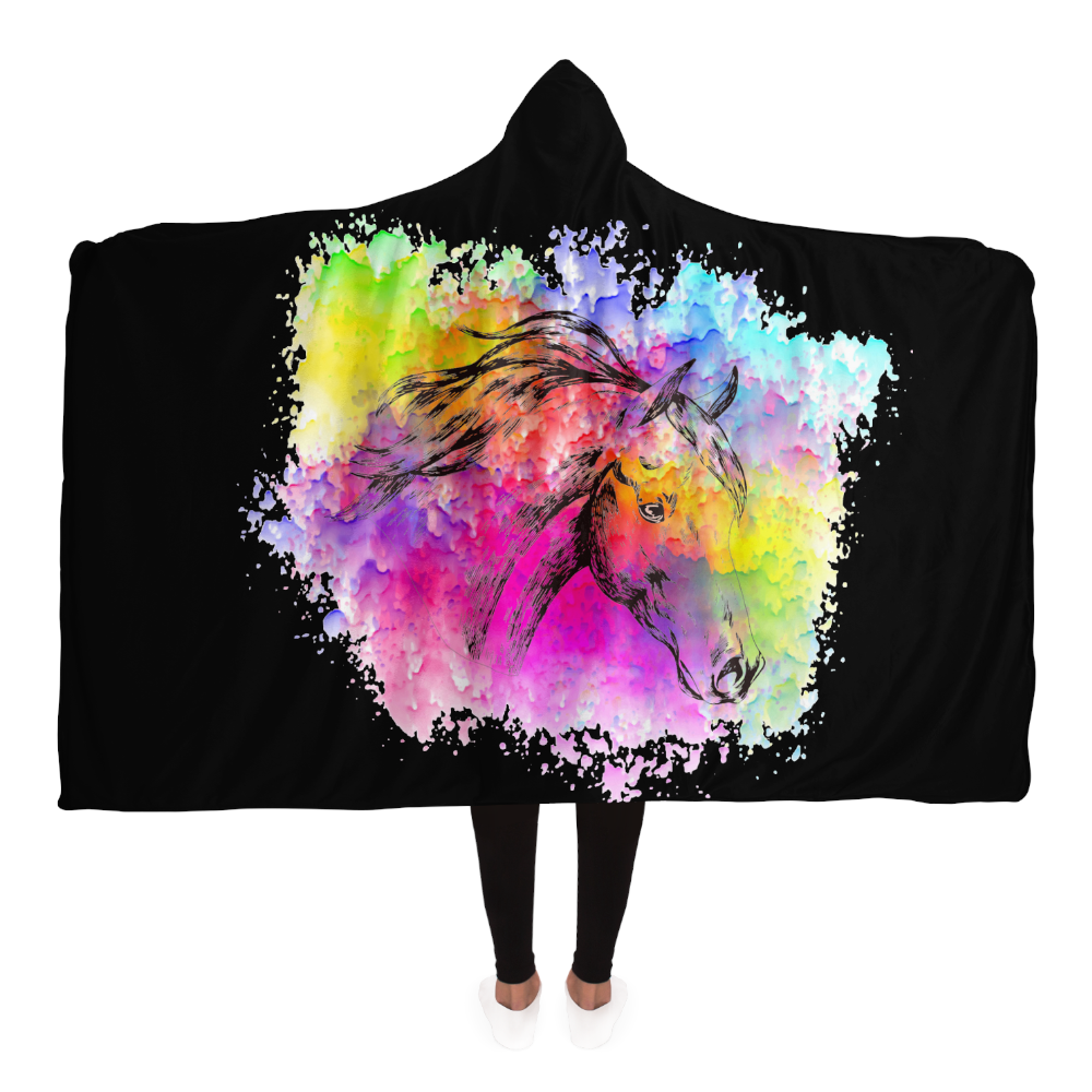 Color-splash Horse Head Hooded Blanket