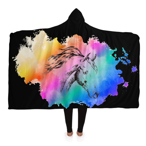 Multicolor Horse Head Hooded Blanket