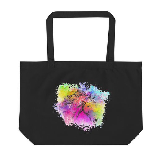 Colorful horse themed tote bag