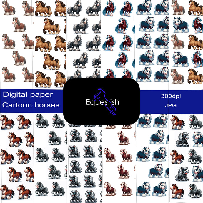 Draft horses, digital paper