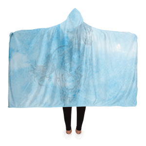 Blue sky horse print hooded blanket