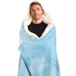 Blue sky horse print hooded blanket