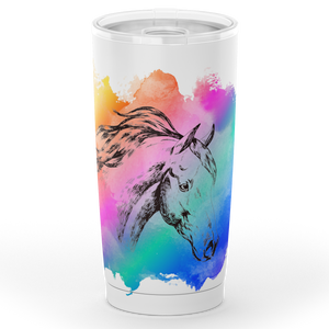 Multicolor Horse Head Insulated Tumbler - white