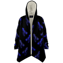 Load image into Gallery viewer, Blue galloping horses hooded cloak