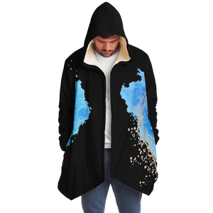 Blue on black horse print cloak