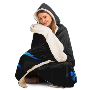 Blue horse hooded blanket