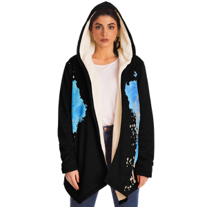 Blue on black horse print cloak