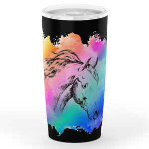 Multicolor Horse Head Insulated Tumbler - black