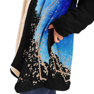 Blue on black horse print cloak