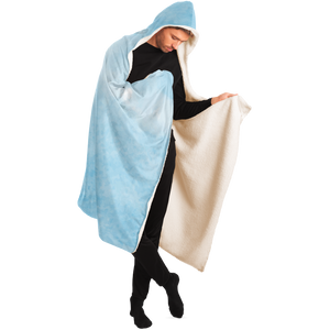 Blue sky horse print hooded blanket