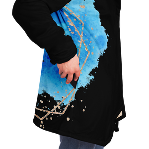 Blue on black horse print cloak