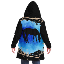 Load image into Gallery viewer, Blue on black horse print cloak